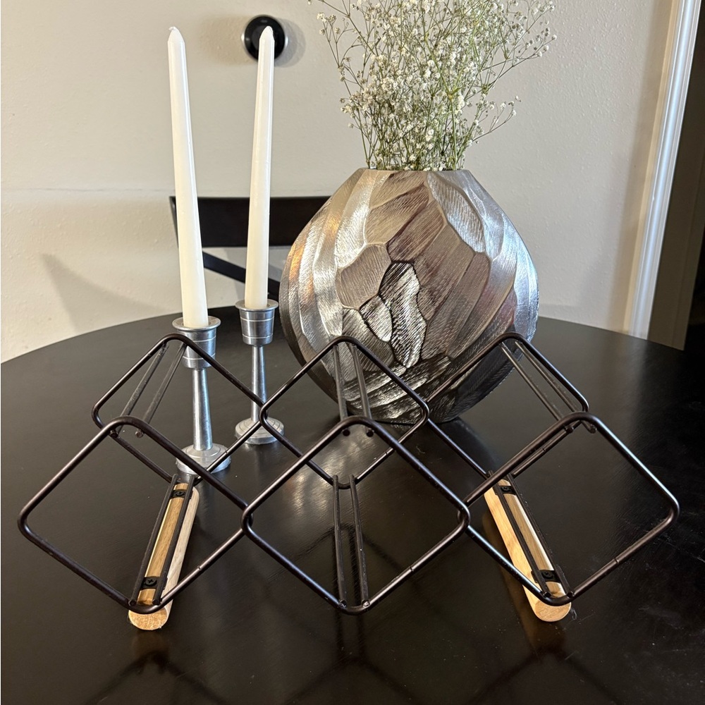 Modern Metal & Wood Wine Rack